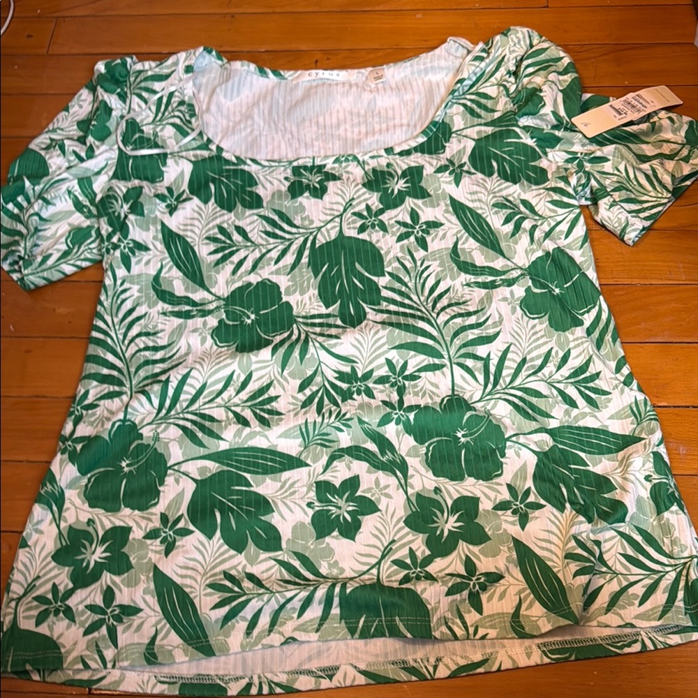 Cyrus Green and White Blouse Stylish Top